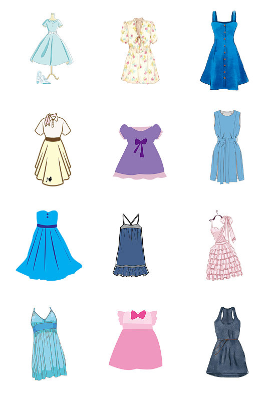 创意卡通手绘服装卡通衣服素材