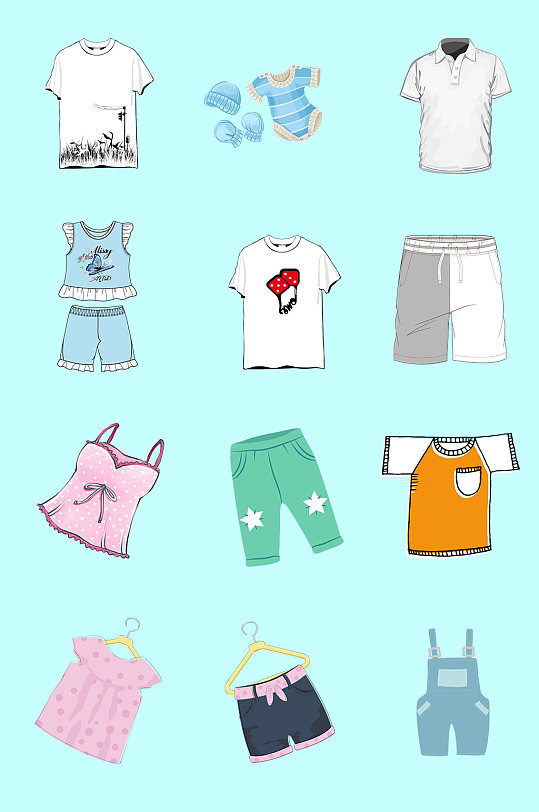 卡通衣服素材_卡通衣服模板_卡通衣服设计图片免费下载-众图网
