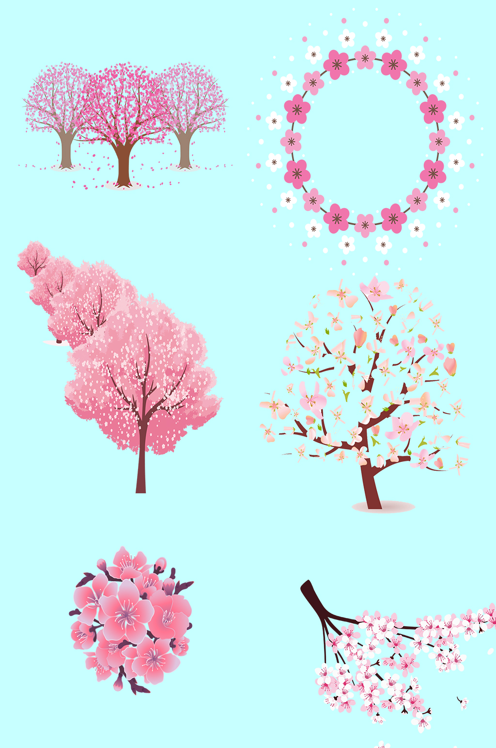 手绘粉色桃花素材素材