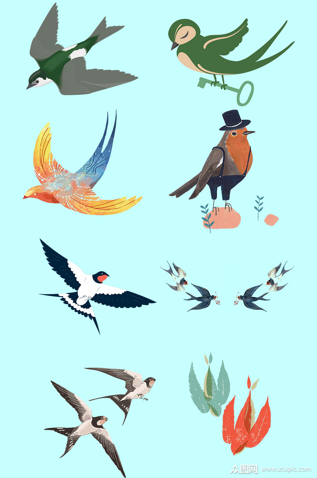 创意卡通手绘燕子