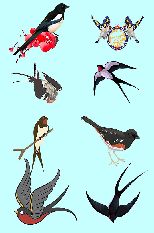 卡通手绘可爱燕子-众图网