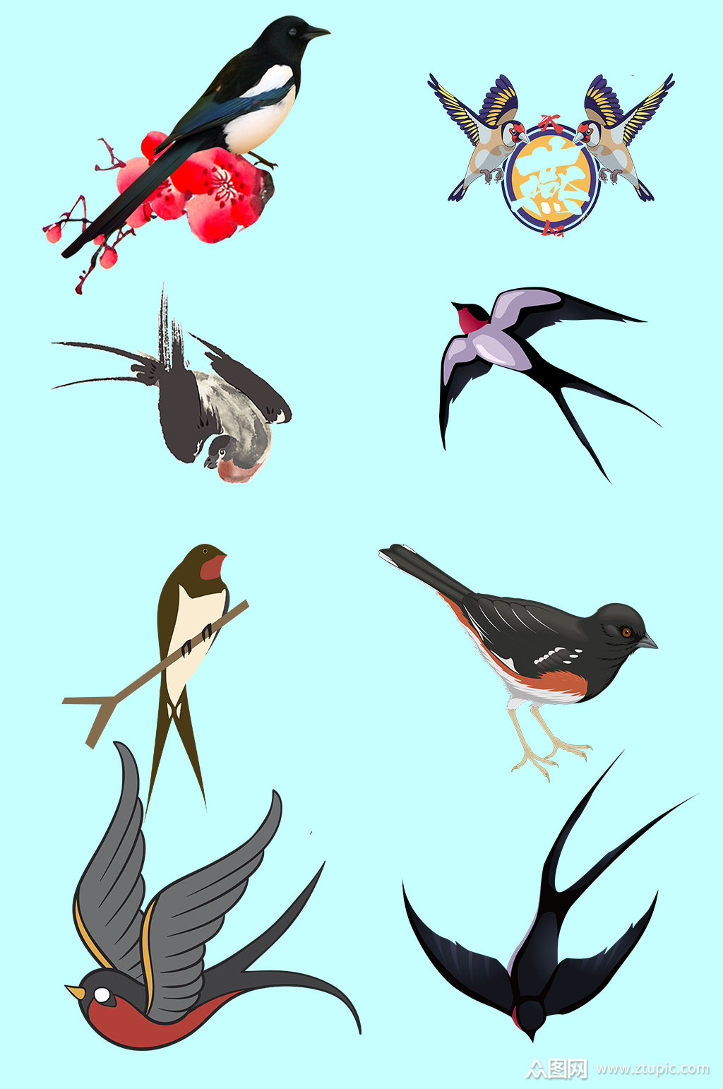 卡通手绘可爱燕子