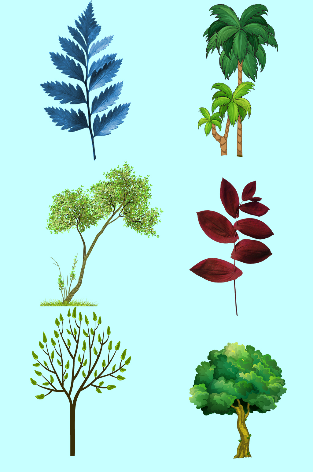 手绘卡通绿色植物素材
