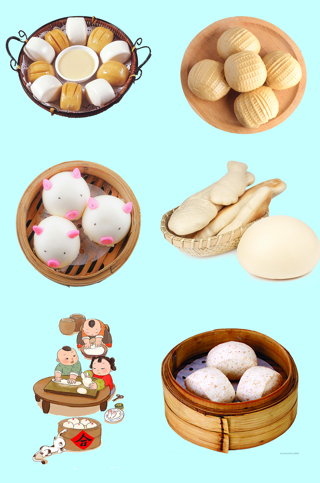 传统美食手工馒头素材