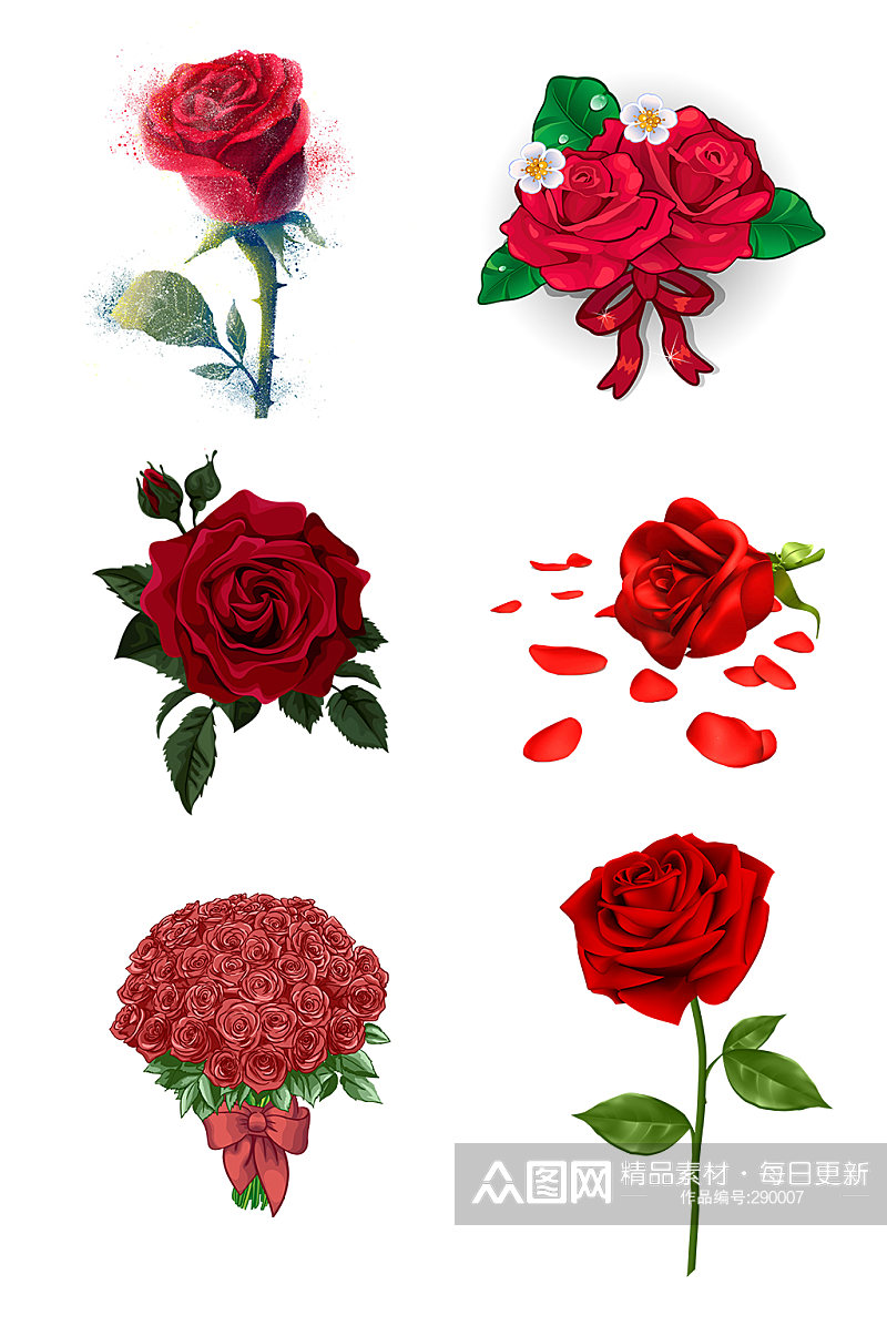 红色玫瑰花免抠素材素材