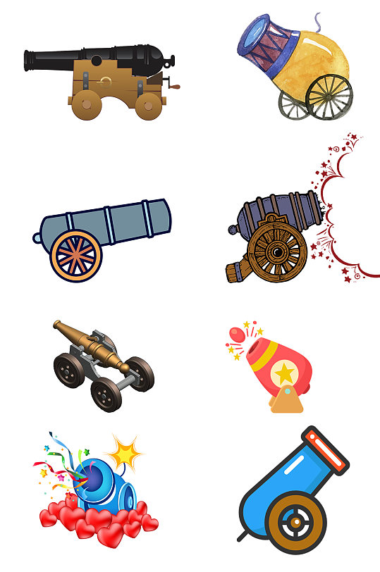 手绘卡通大炮素材-众图网
