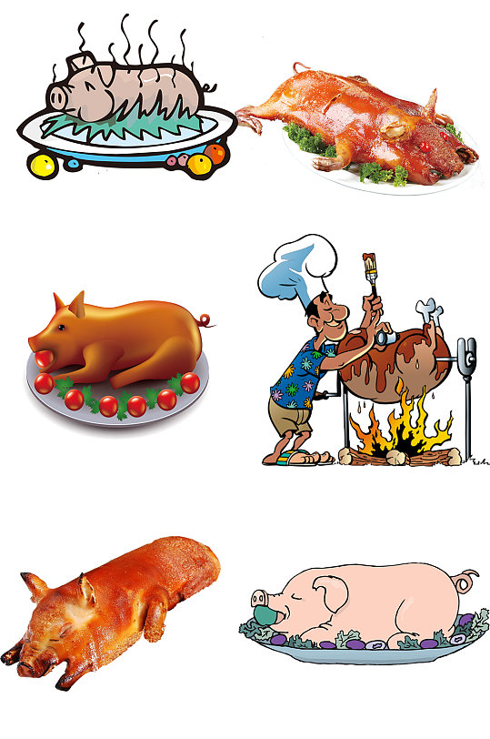 特色美味烤猪素材