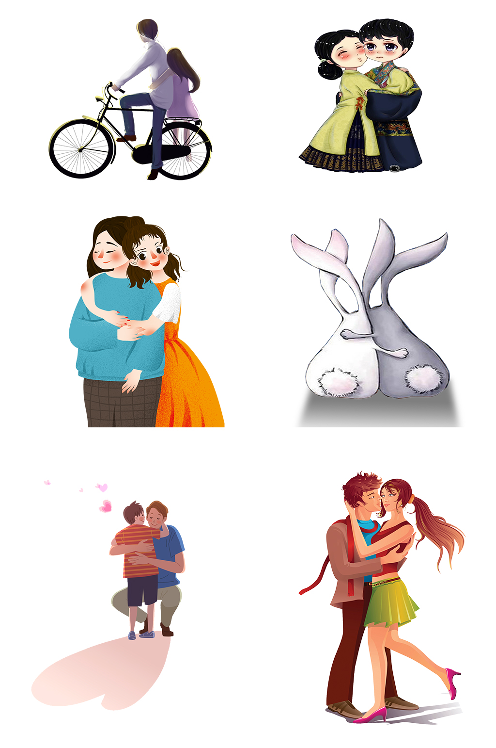 手绘卡通情侣拥抱模板下载-编号289891-众图网