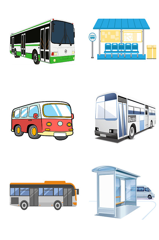 手绘卡通公交巴士车