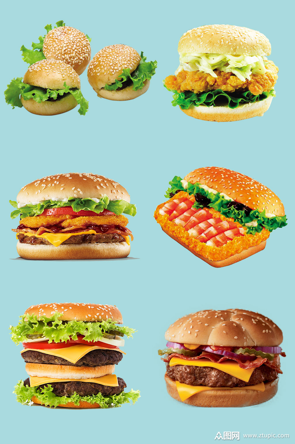 汉堡分层素材图片