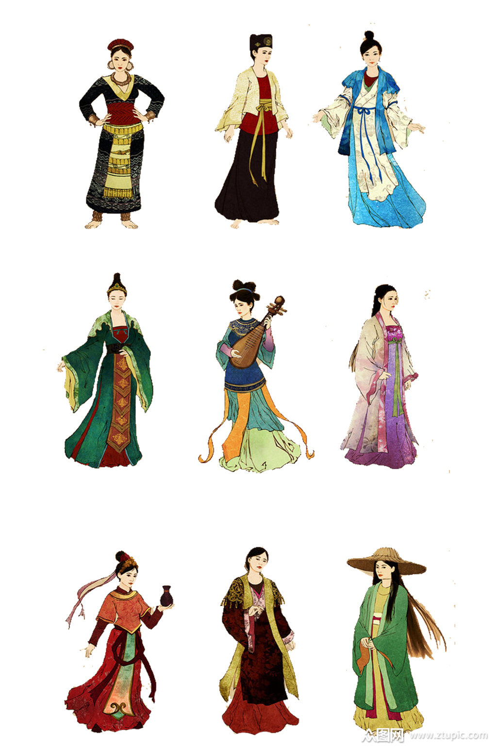 手绘古代传统人物素材