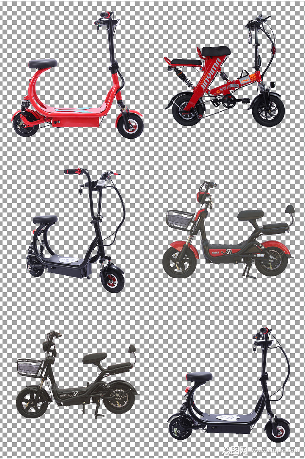 单人电动车免扣素材