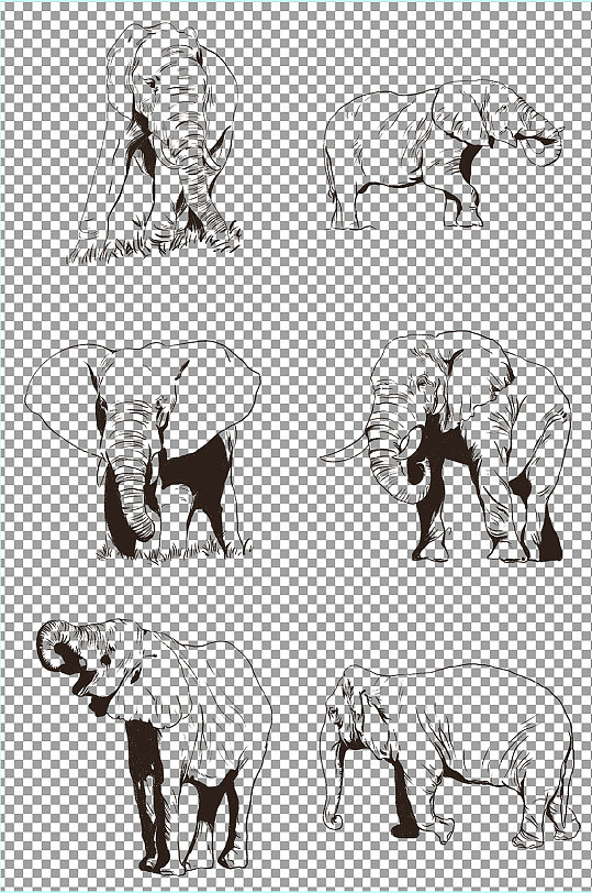 创意手绘大象素材-众图网