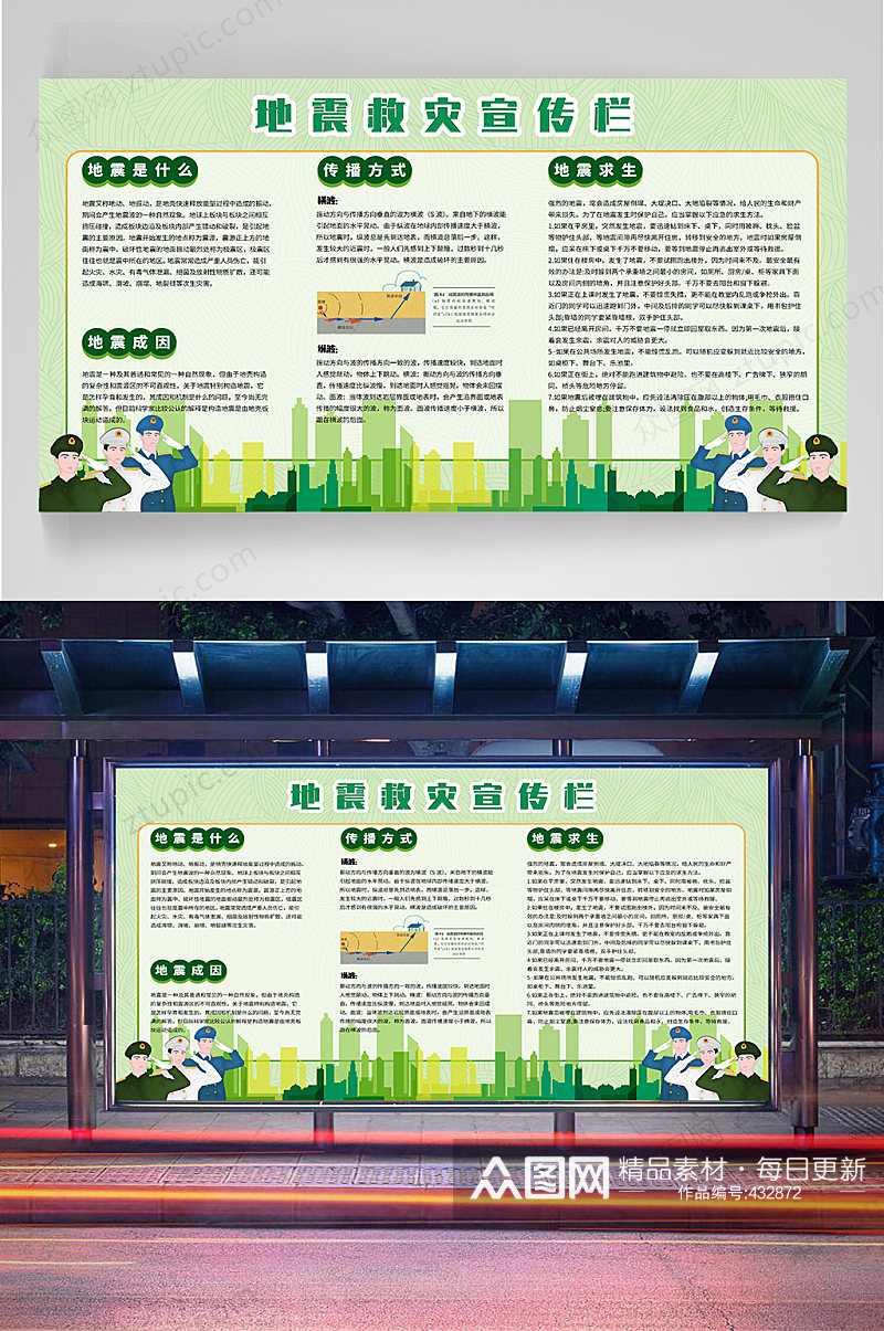 预防地震知识海报素材