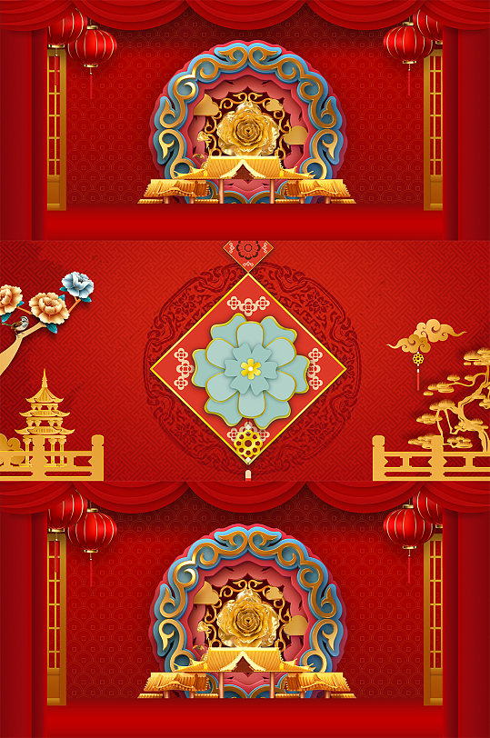 寿宴 舞美主题设计寿宴布置效果图-众图网