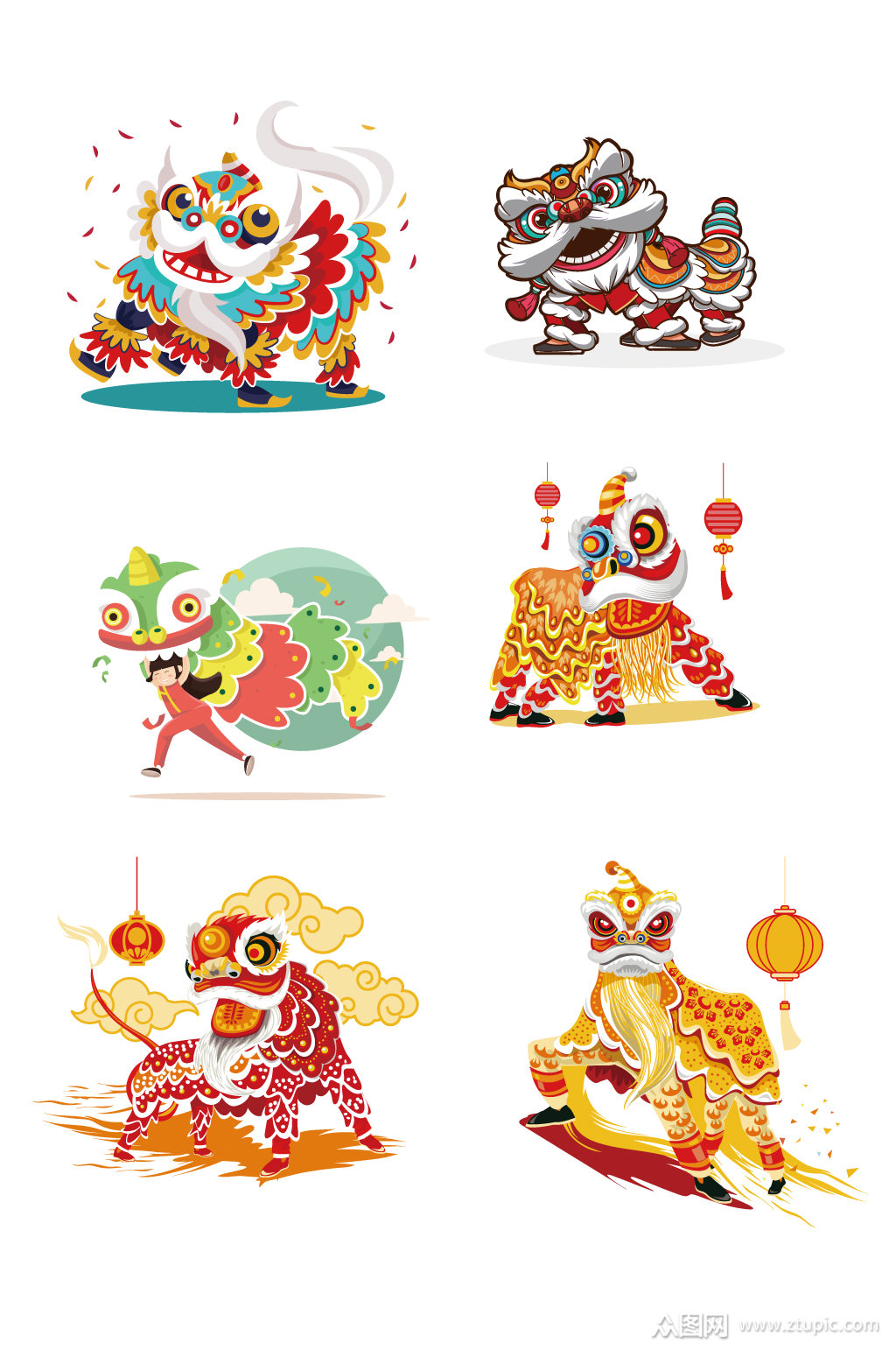 >新年舞狮手绘素材