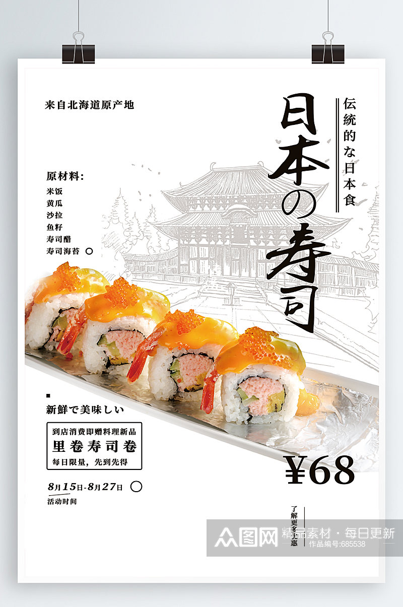 日本寿司美食海报素材