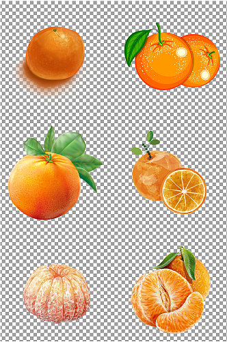 橘子手绘免扣素材
