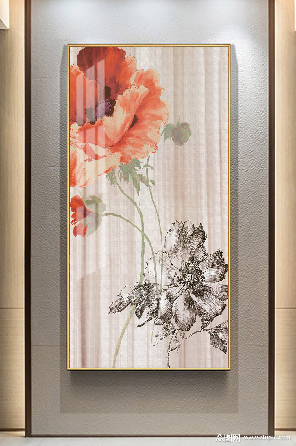 牡丹花植物装饰画素材