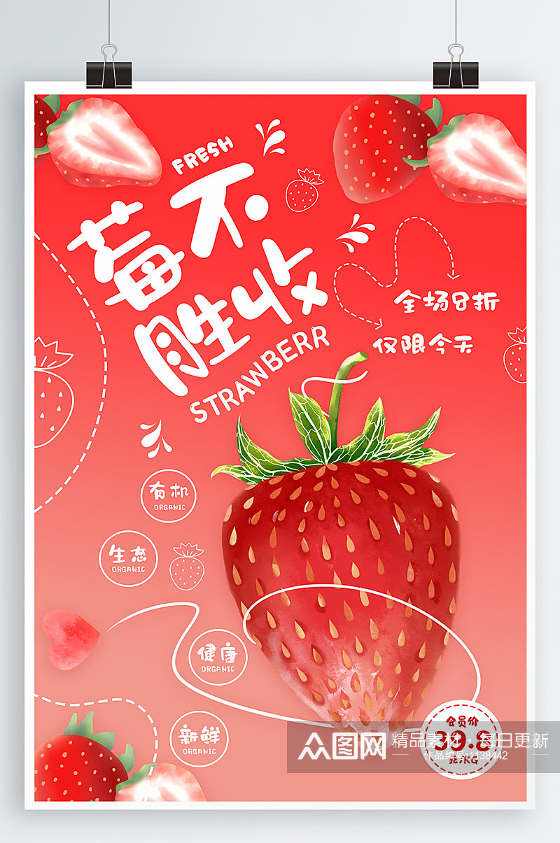 草莓水果宣传海报素材