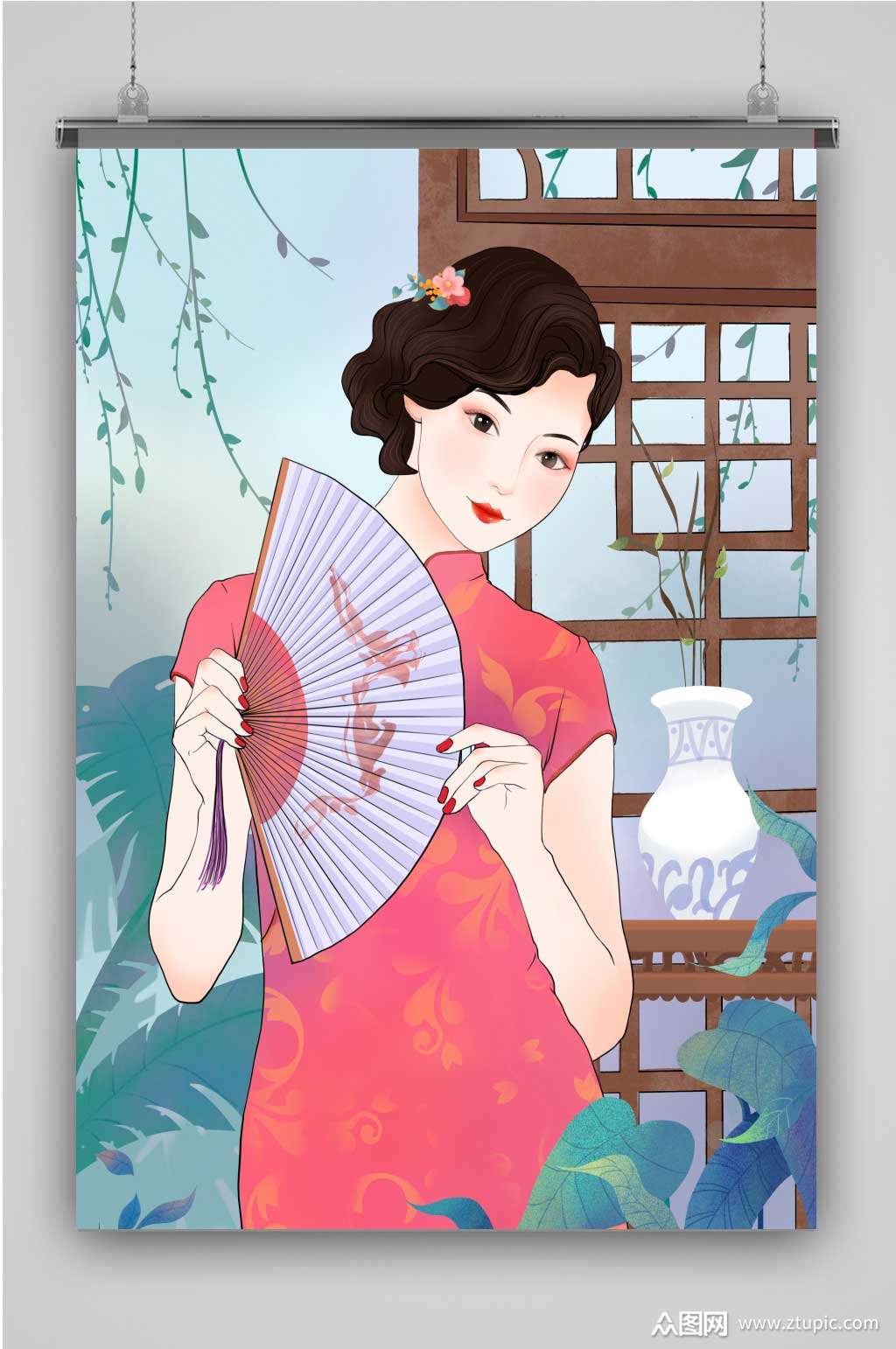 创意卡通人物复古民国插画海报