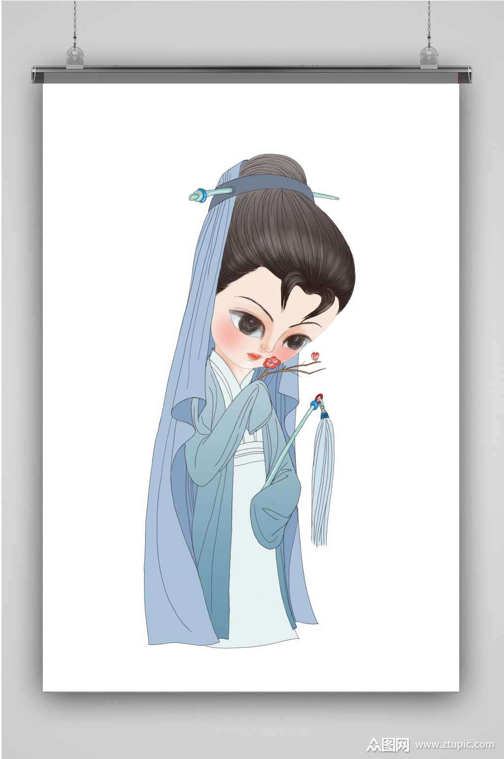 创意卡通人物妙玉插画海报