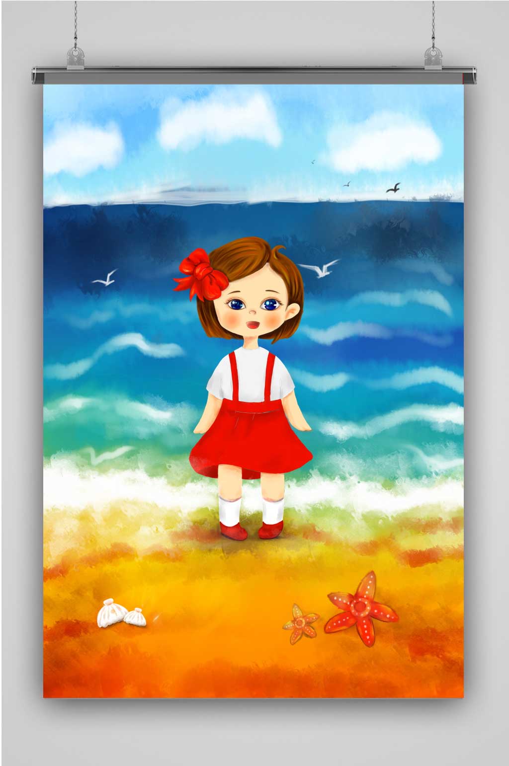 创意特色卡通女孩插画海报素材
