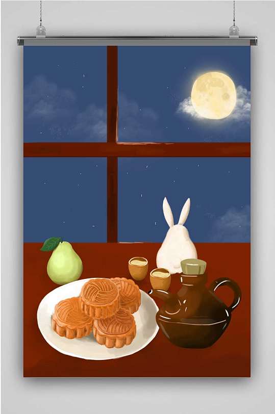 月饼插画海报创意图片-月饼插画海报创意素材下载-众图网
