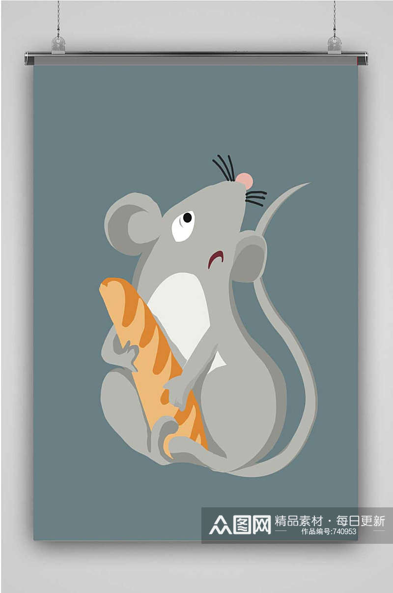 创意卡通老鼠插画海报素材