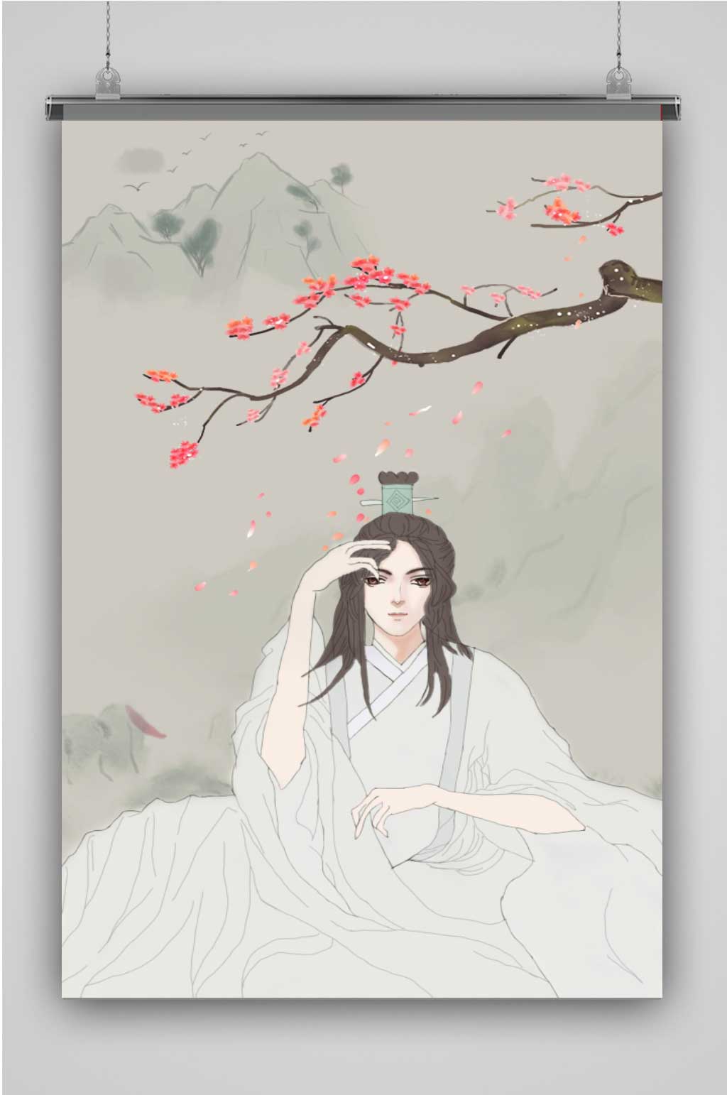 创意卡通古风人物插画海报模板下载-编号740842-众图网