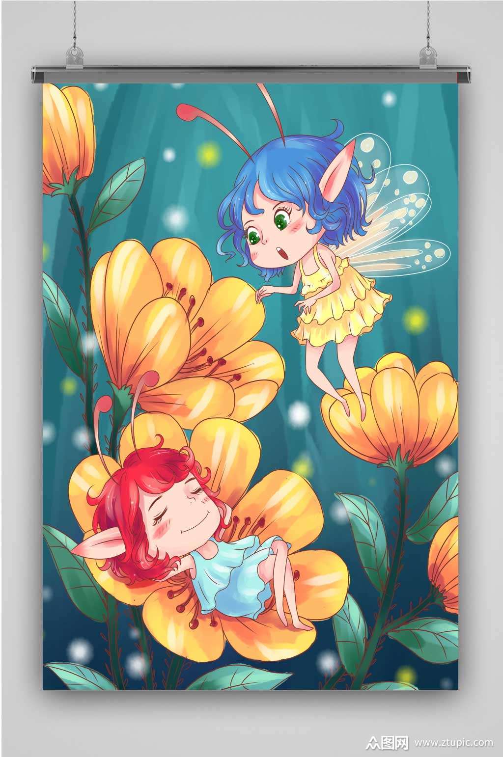 精灵创意卡通插画宣传海报模板下载-编号749476-众图网