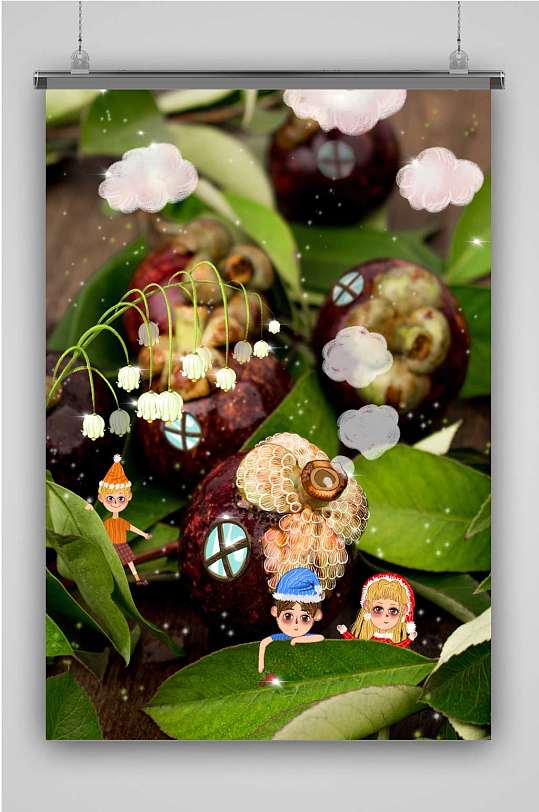 山竹摄影创意卡通人物插画海报