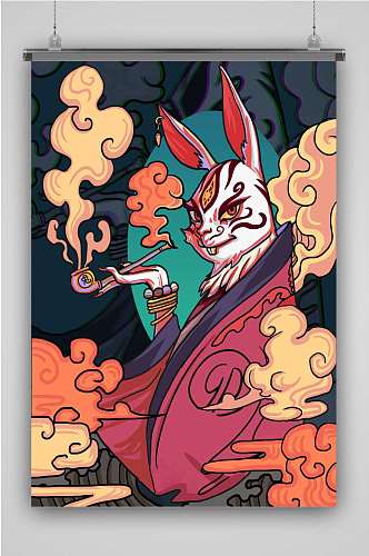 兔子生肖创意卡通插画宣传海报