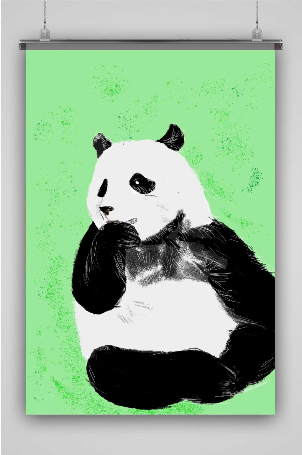 创意卡通熊猫插画海报设计素材