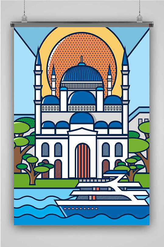 土耳其创意卡通手绘抽象插画海报