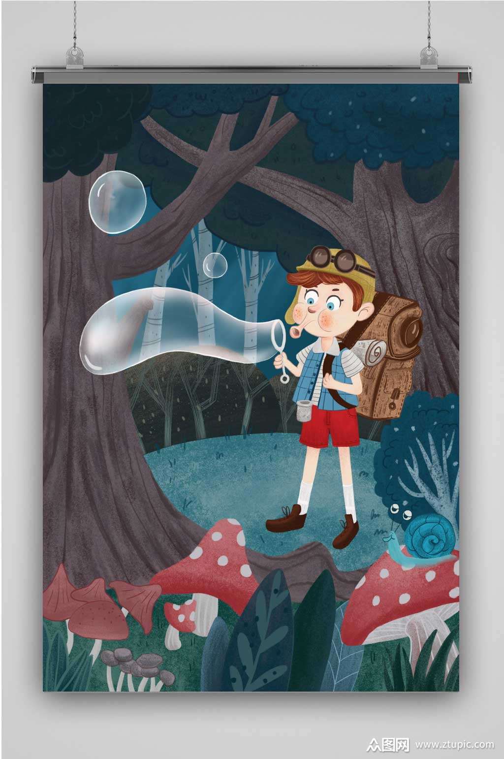 吹泡泡创意卡通手绘抽象插画海报