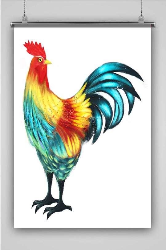 公鸡插画创意卡通插画宣传海报