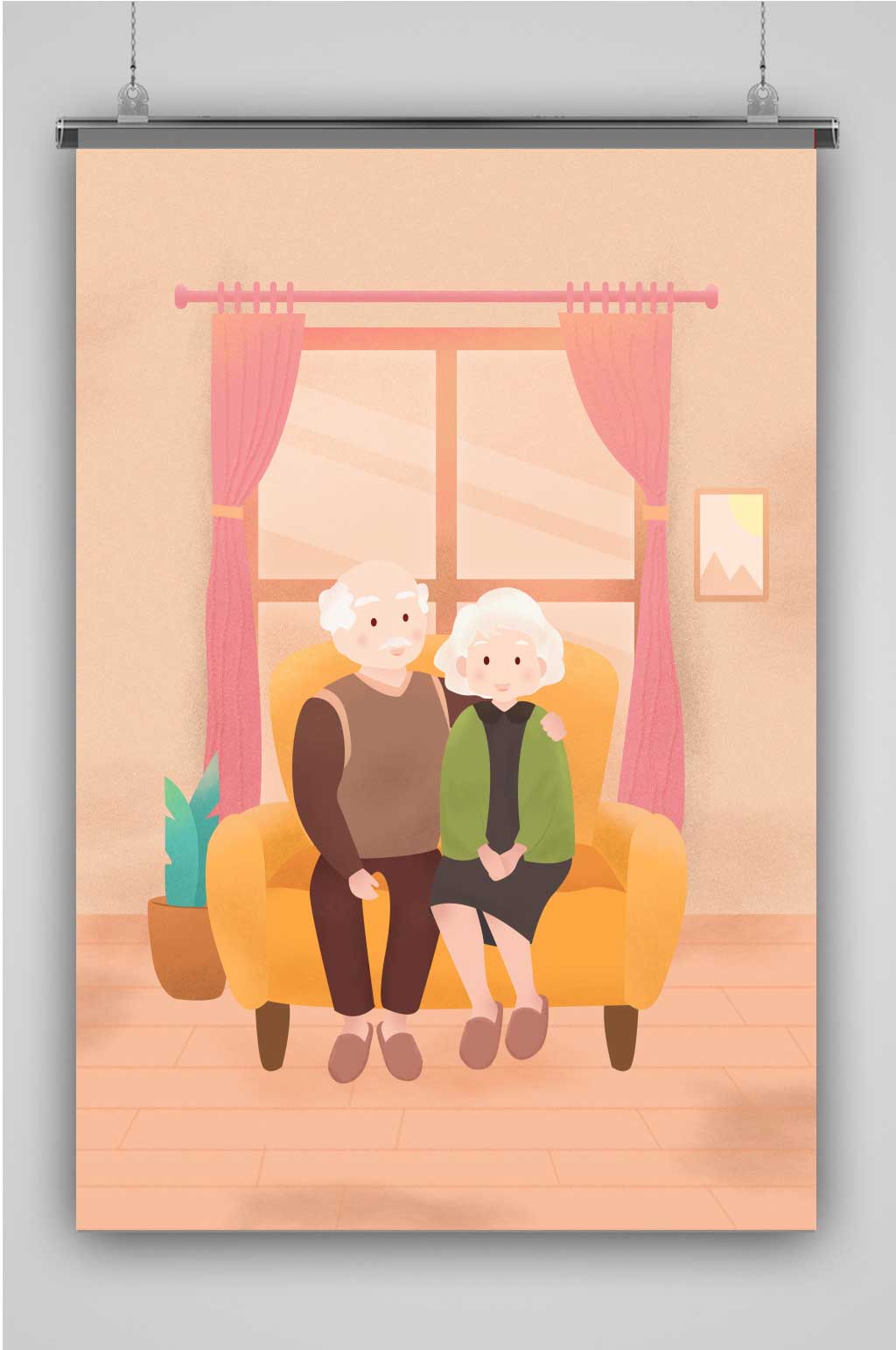 父母创意卡通插画宣传海报素材