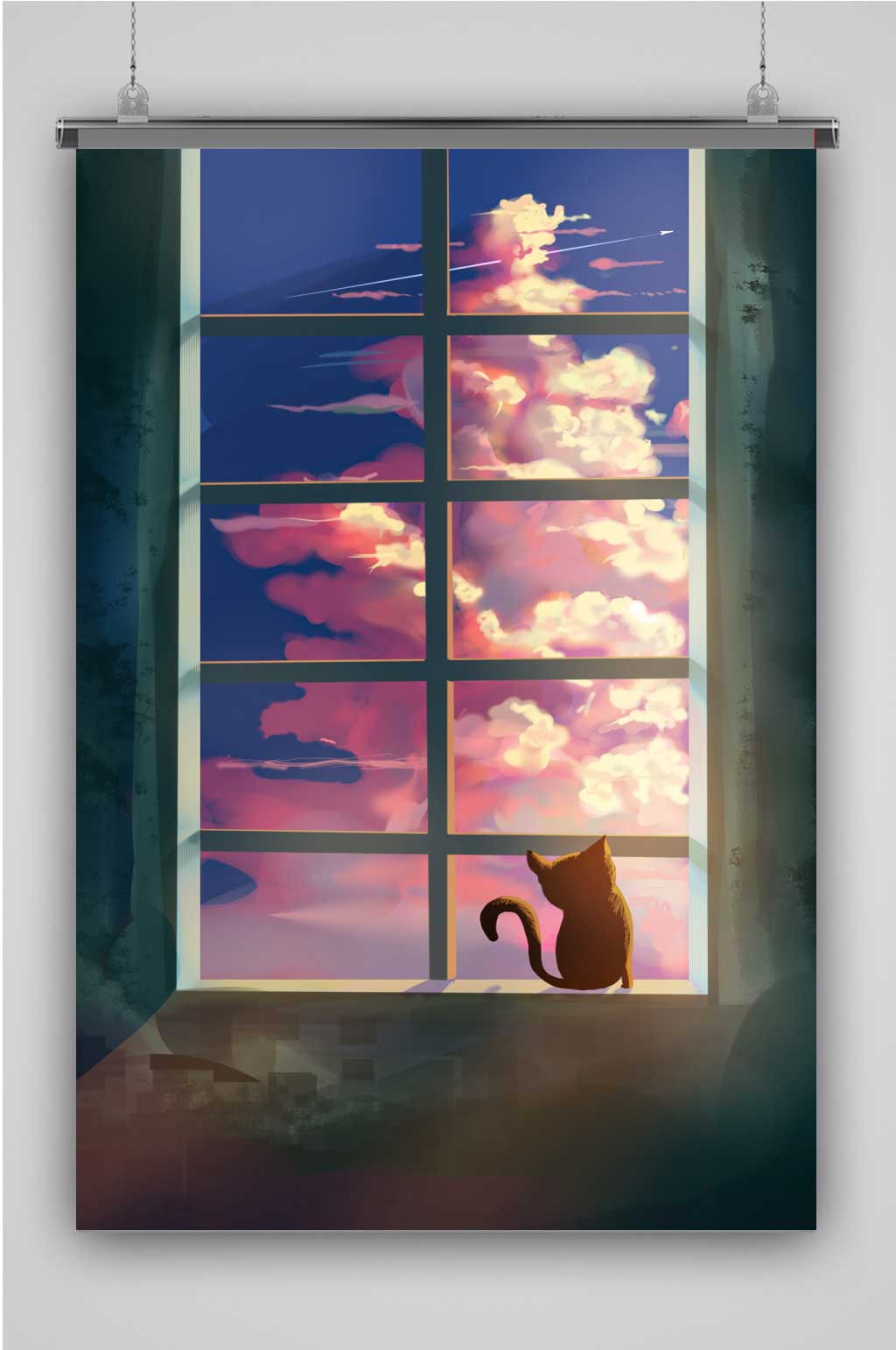 猫创意卡通插画宣传海报素材