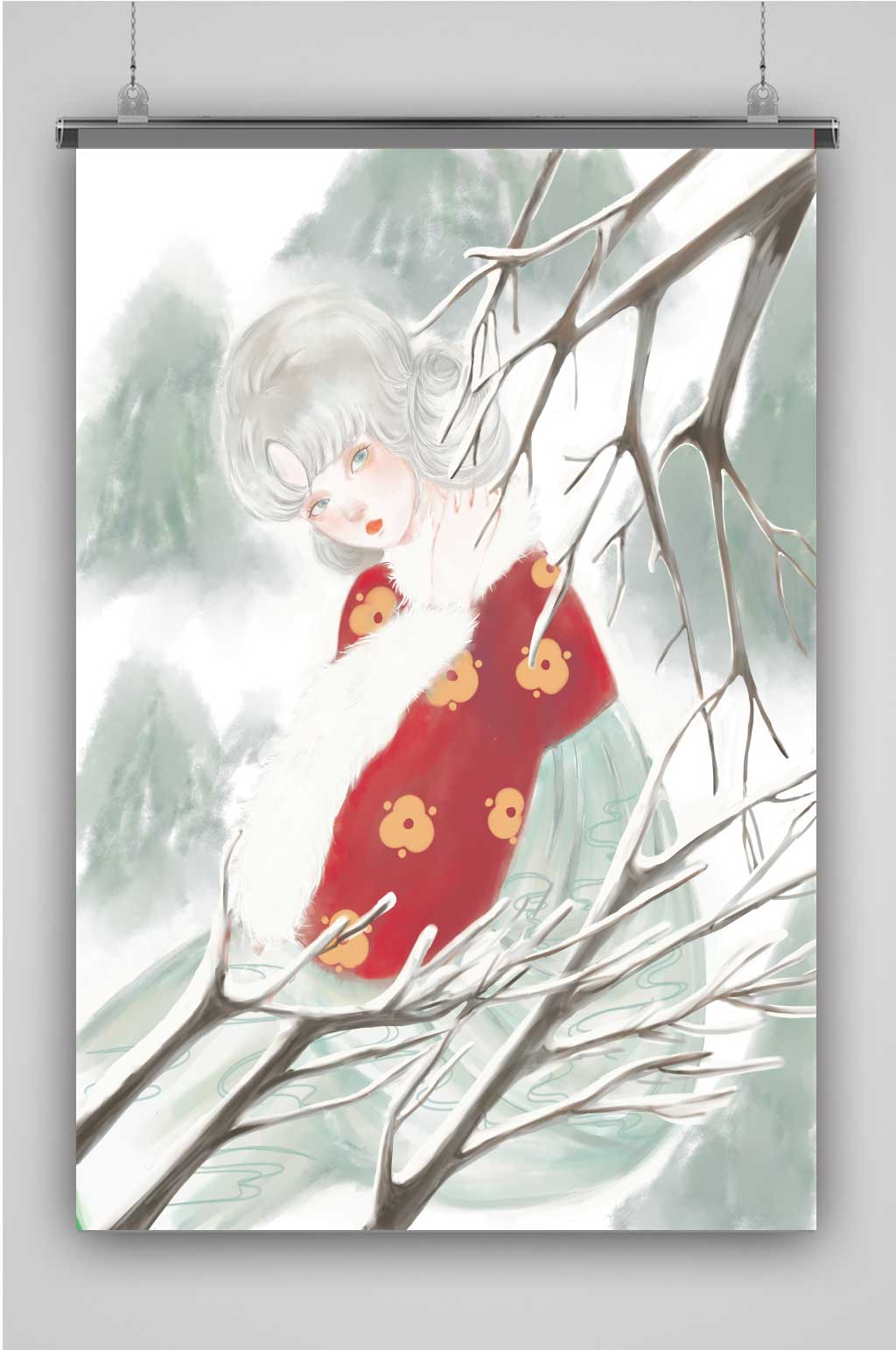 唯美古风创意卡通插画宣传海报素材