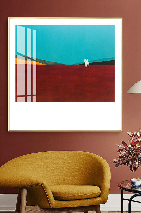 抽象风景油画装饰床头画立即下载新中式麋鹿木屋装饰画立即下载极简