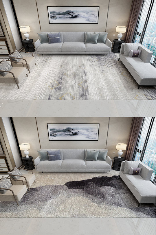 高清新中式地毯场景样机