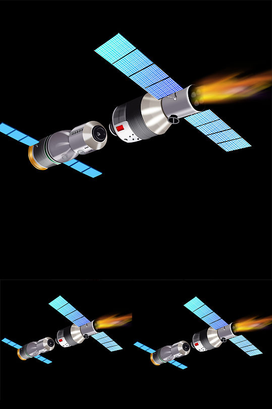 手绘分层飞船PSD元素-众图网