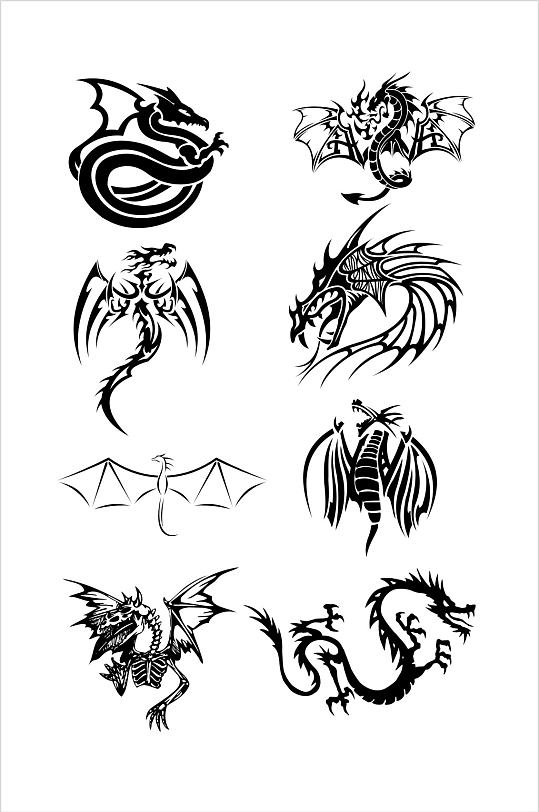 刺青图案矢量龙图