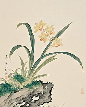 国画兰花一枝不要兰花花朵只需要兰花素材下载-众图网