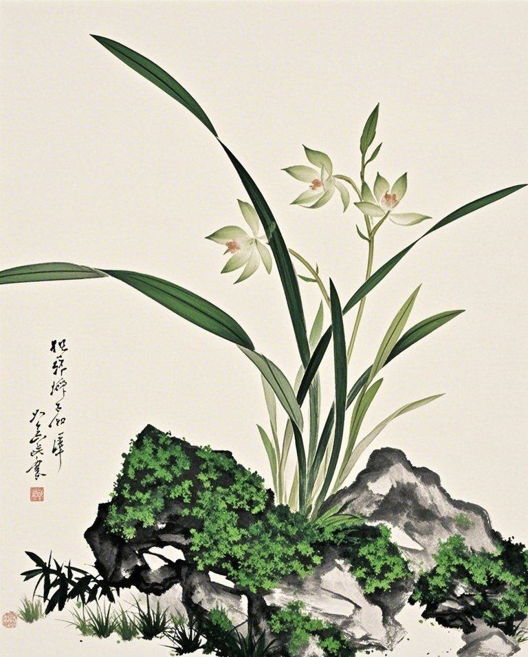 国画兰花一枝不要兰花花朵只需要兰花素材下载-众图网
