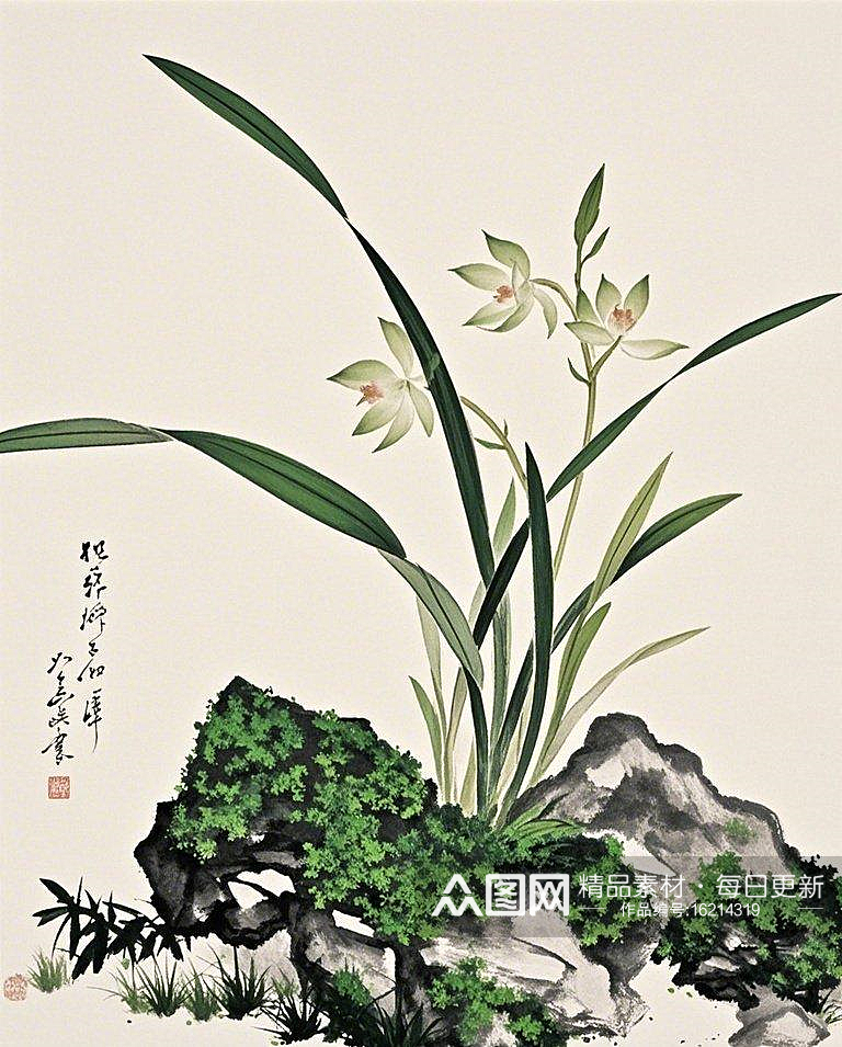 国画兰花一枝不要兰花花朵只需要兰花素材下载-众图网