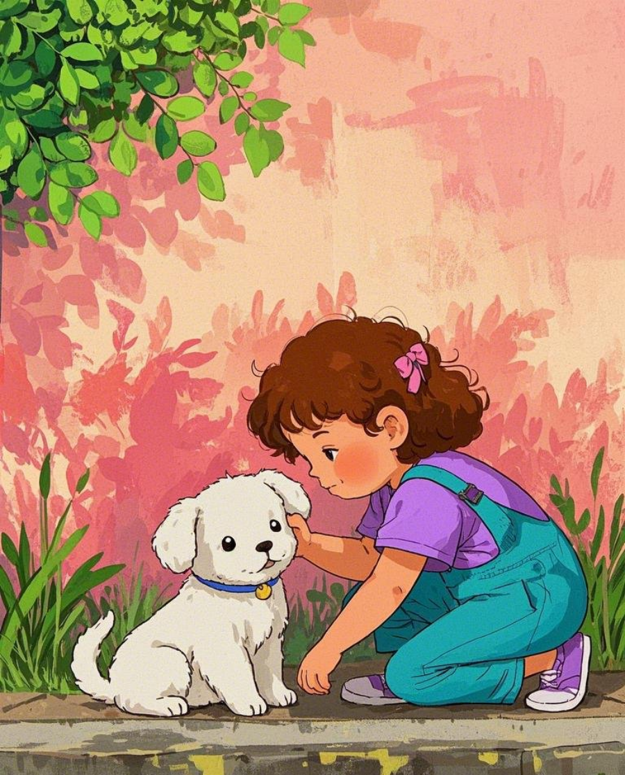 小女孩衣服紫色背带裤蓝色后面跟着一素材