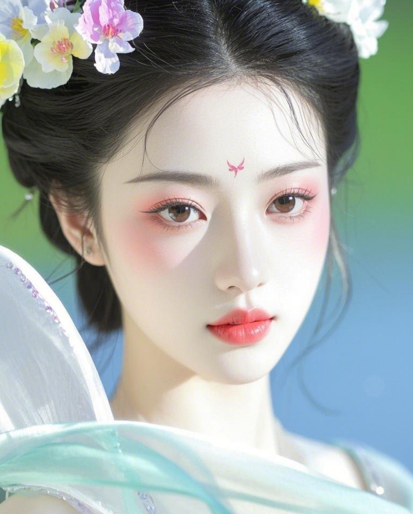 古风立绘彩铅写实一位年轻女子具有素材