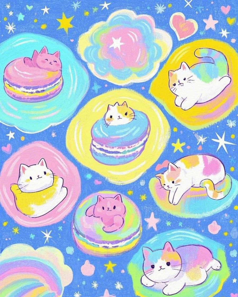 猫咪元素简笔画简单写实风一套图炫素材